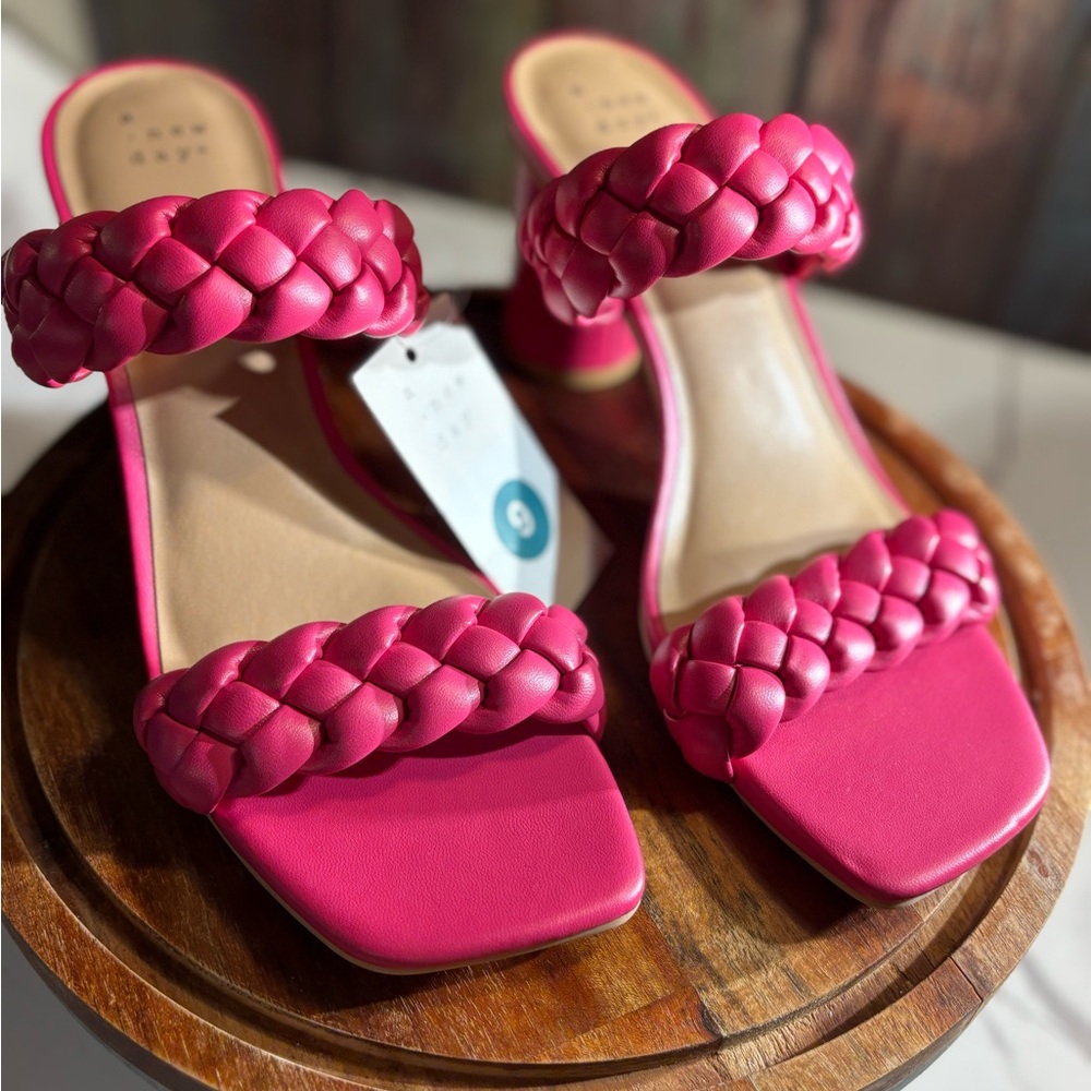 A New Day Pink Braided Sandals with Block Heel